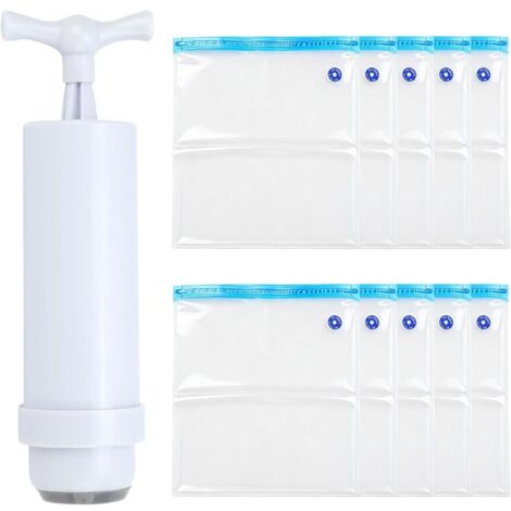 Kit de 10 sacs sous vide pour filaments, sacs sous vide réutilisables 34 x 30 cm, sac de stockage résistant à l'humidité pour filaments 3D avec pompe à vide et clips de fermeture