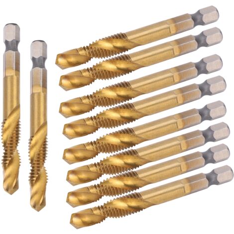 Kit de 10 Tarauds M8 HSS avec Forets 6.8mm en Acier Rapide pour Taraudage à 6 Côtés