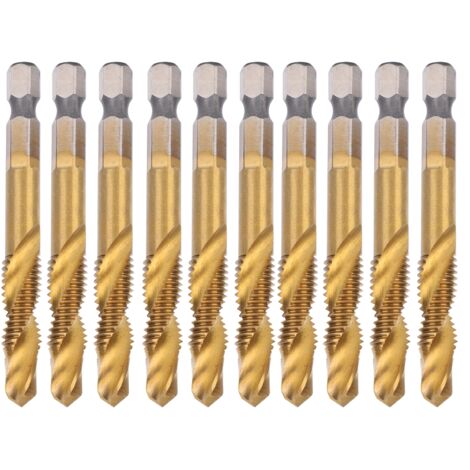 Kit de 10 Tarauds M8 HSS avec Mèches 6.8mm en Acier Rapide pour Taraudage Hexagonal