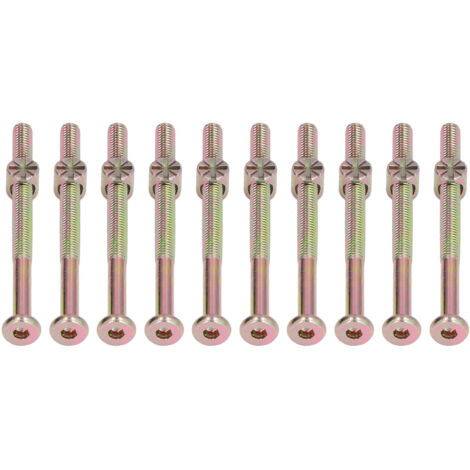 Kit de 10 vis à tête hexagonale creuse M6 en acier inoxydable galvanisé pour lit bébé (M6 x 80 mm)