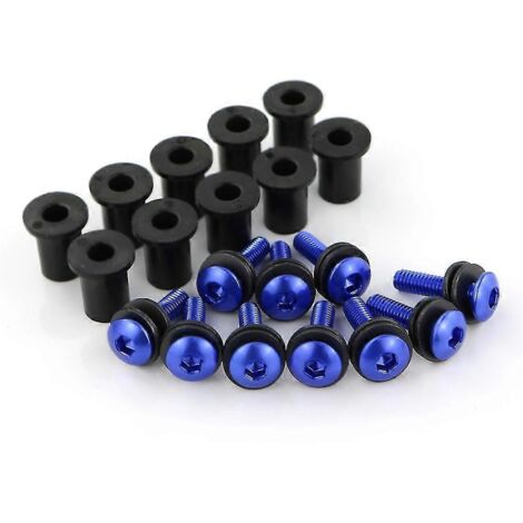 Kit de 10 vis et boulons M416 pour déflecteurs de pare-brise de moto (bleu) pour Ducati Panigale 899, 959, 1199 et 1299.