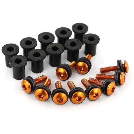 Kit de 10 vis et boulons M416 pour déflecteurs de pare-brise de moto (orange) pour Ducati Panigale 899, 959, 1199 et 1299.