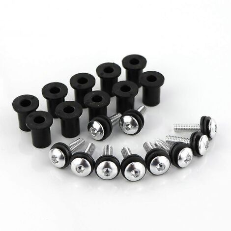 Kit de 10 vis et boulons M416 pour déflecteurs de pare-brise de moto (pour Ducati Panigale 899, 959, 1199 et 1299) - Argenté