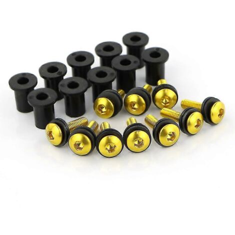 Kit de 10 vis et boulons M416 pour déflecteurs de pare-brise de moto (pour Ducati Panigale 899, 959, 1199 et 1299) - Couleur : Or