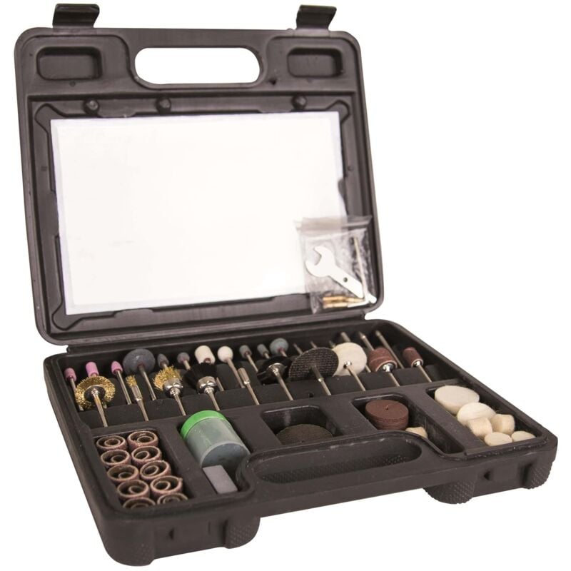 Lot de 100 accessoires avec étui en bois - Kit d'accessoires pour meuleuse HG34 - 7903100703 - Scheppach