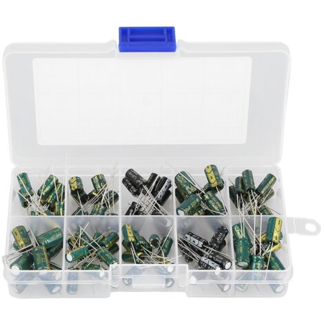Kit de 100 condensateurs audio de haute qualité, assortiment de 10 valeurs (10 V-63 V, 10 µF-470 µF), pour montage DIY.