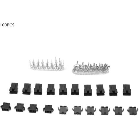 Kit de 100 connecteurs SM Plug 4 broches mâles/femelles avec logements et cavaliers pour câblage