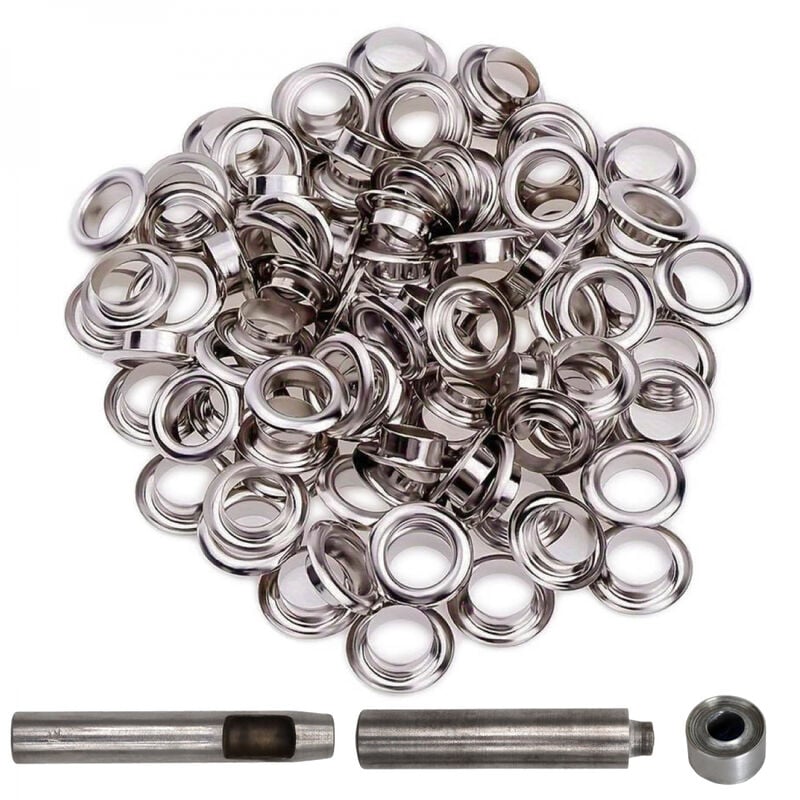 Linxor - Kit de 100 oeillets en métal avec set d'outils - Diam 12mm