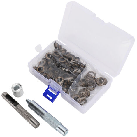 Kit de 100 pièces d'œillets ronds en bronze pour vêtements, sacs et publicité - Outil de pose DIY