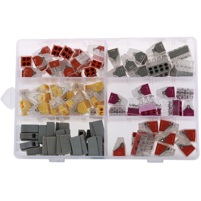

Kit de 100 piezas en caja de plastico Terminales de conexion de cable duro Conector PCT de terminal de extremo de crimpado