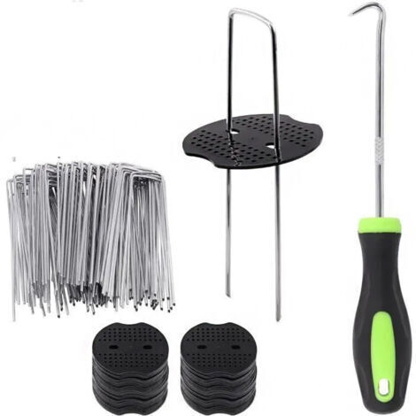 Kit de 101 clous de jardin, 50 clous en forme de U de 15 cm pour aménagement paysager, couvre-sol et gazon artificiel.