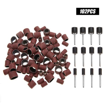 Kit de 102 pièces pour le polissage, le meulage et le ponçage, comprenant un tambour et des tiges de connexion pour machine rotative.
