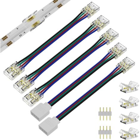 Kit de 11 conectores LED de 10 mm y 4 pines para tiras de luces COB, conector rápido de esquina RGB, accesorios de conexión para tiras de luces