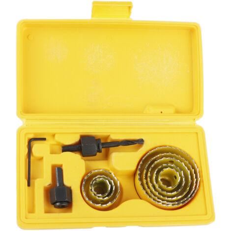 Kit de 11 Fraises à Couronne pour Bois, Diamètre 19-64mm, Outillage Menuiserie Professionnel Jaune