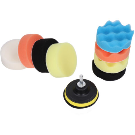 Kit de 11 pads de polissage 3 pouces pour voiture, polisseuse, lustrage et cirage automobile