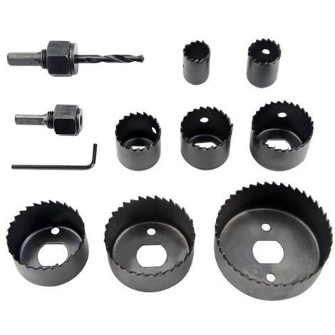 Kit de 11 sierras de corona (con 2 mandriles, 8 hojas y 1 llave hexagonal) Juego de brocas para carpintería, tubos de PVC y yeso