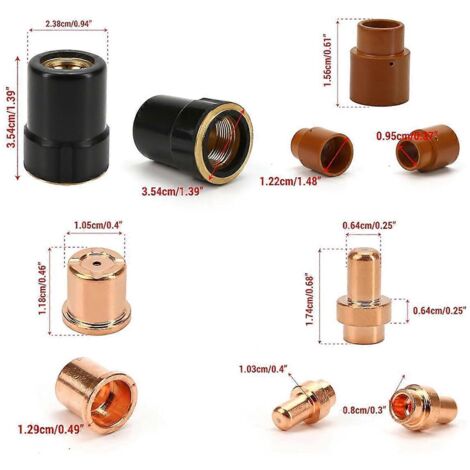 Kit de 12 électrodes de découpe plasma (consommables de coupe) - Voir illustration