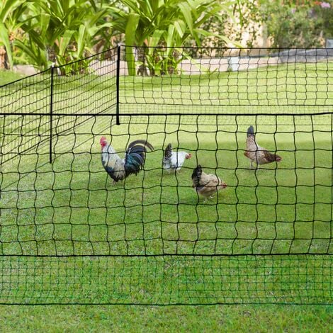 Kit de 12 M de malla para gallinero con 6 postes de doble punta