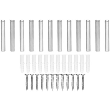Kit de 12 vis d'entretoise en acier inoxydable 12 x 80 mm pour la fixation de panneaux publicitaires sur verre, idéal pour une utilisation domestique.