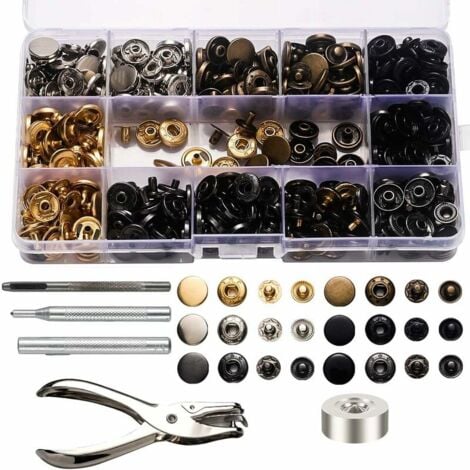 SOEKAVIA Kit de 120 boutons-pression en métal avec pince à poinçonner et 4 outils de fixation pour travaux de réparation de vêtements, 6 couleurs - RWCuisine & Maison ›Loisirs créatifs› Couture ›Mercerie› Bout