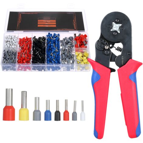 Kit de 1200 terminales de cable surtidos con herramienta de crimpado, para cables de 22/20/18/16/14/12/10/7 AWG. Este kit incluye conectores para cables para trabajos eléctricos.