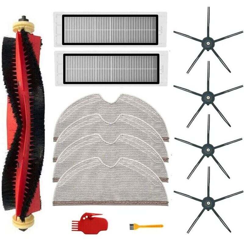 Alovez - Kit de 13 pièces pour aspirateur Xiaomi Roborock S6 S60 S65 S5 max S6 maxv S6 Pure Accessoires, 1 rouleau de balais, 2 filtres, 4 chiffons