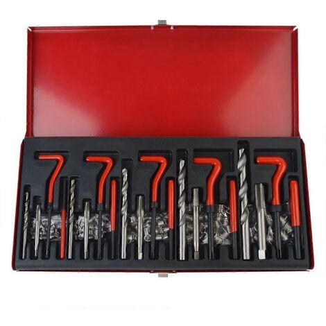 Kit de 131 pièces pour la réparation de filetages Helicoil : forets hélicoïdaux M5 à M12