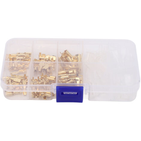 Kit de 135 connecteurs à sertir à froid pour câbles auto, embouts spatulés mâles/femelles en laiton doré, tailles 2.8/4.8/6.3mm.