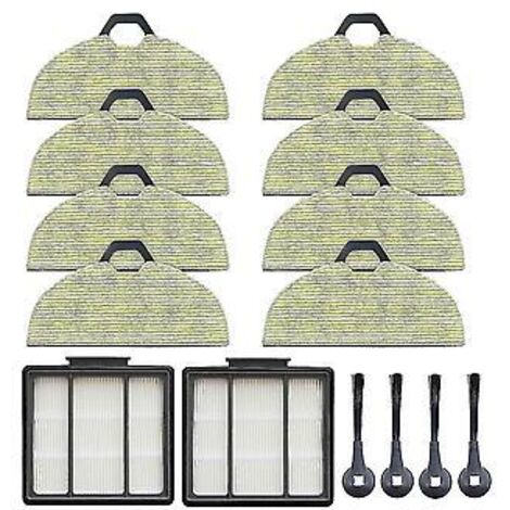 Kit de 14 pièces de rechange : brosses latérales, filtres, lingettes de nettoyage pour balai-serpillière