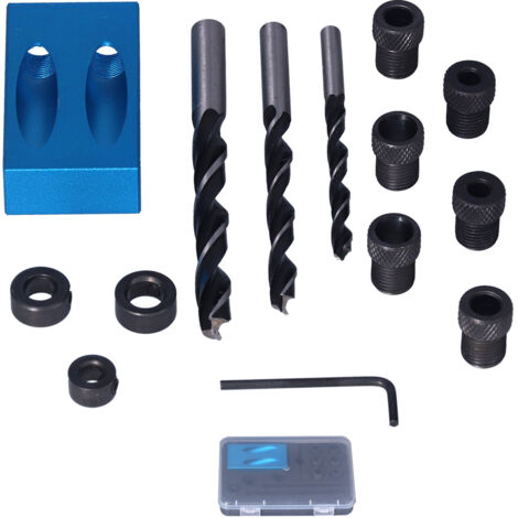 Kit de 14 pièces pour guide de perçage oblique à 15°, accessoire de perçage précis pour menuiserie et bricolage.