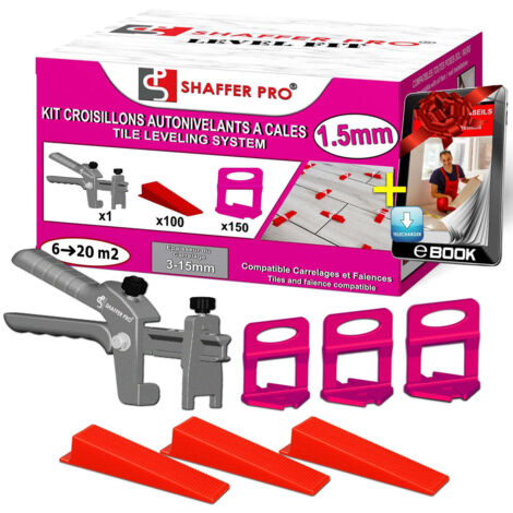 Kit de 150 Croisillons à Cale Autonivelante - 1,5 mm + 100 Cales - Shaffer Pro