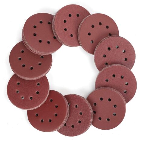 Kit de 150 disques de ponçage — Papier abrasif 5 pouces (125 mm) à 8 trous, incluant 10 grains différents (60, 80, 100, 120, 150, 180, 240, 320, 400, 600)