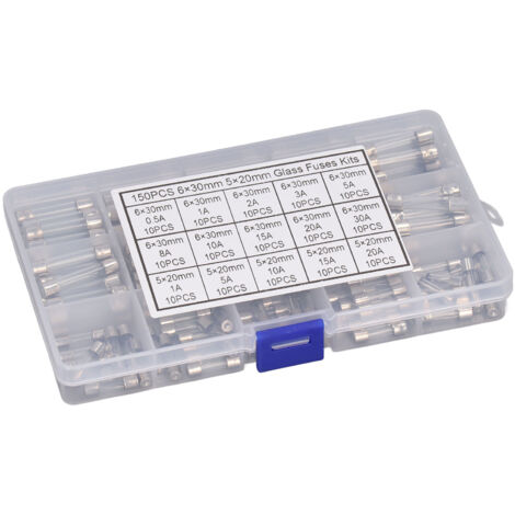 Kit de 150 Fusibles en Verre avec Tubes en Alliage, 15 Types pour Appareils Électroménagers et Électroniques