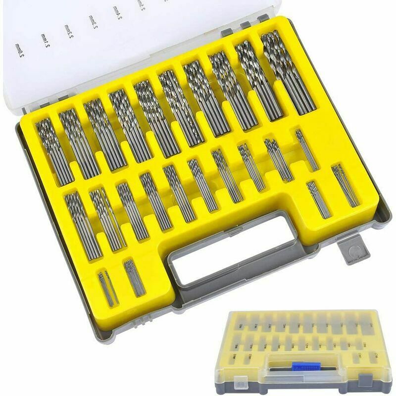 Kit de 150Pcs Forets Hélicodaux Forets hss Titanium Micro Drill Micro Mèche Set Outils 0.4mm-3.2mm pour Bois, Métal,