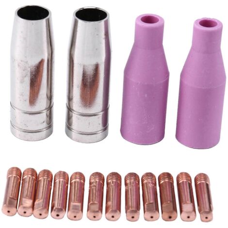Kit de 16 buses MIG AK15 pour torche de soudage, embout de contact 0,8 mm MB15, accessoires en céramique