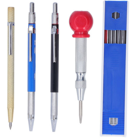 Kit de 16 Crayons de Menuisier Mécaniques avec Pointeau et Recharges