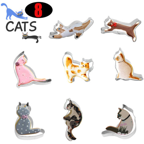 Kit de 16 Emporte-Pièces en Forme de Chat - Pour Fans de Chats, Pâtisserie Créative et Cadeau Original