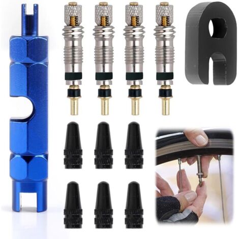 Kit de 16 Pièces pour Valves Tubeless VTT, Inclut Noyaux de Valve Presta, Outil Démonte Obus, et Adaptateurs de Pompe à Vélo - Solution Universelle pour la Réparation (16 Pcs)
