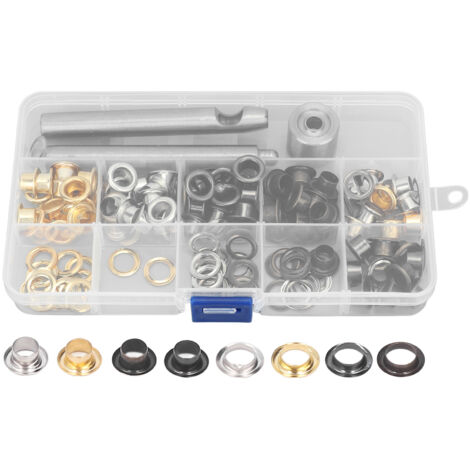 Kit de 160 œillets métalliques anti-rouille 8mm, 4 couleurs pour réparation et décoration cuir