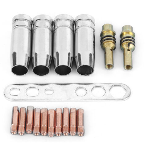 Kit de 17 buses de soudure 0,8mm avec porte-buses et embouts de contact pour torches Binzel 15AK, compatible MIG/MAG.