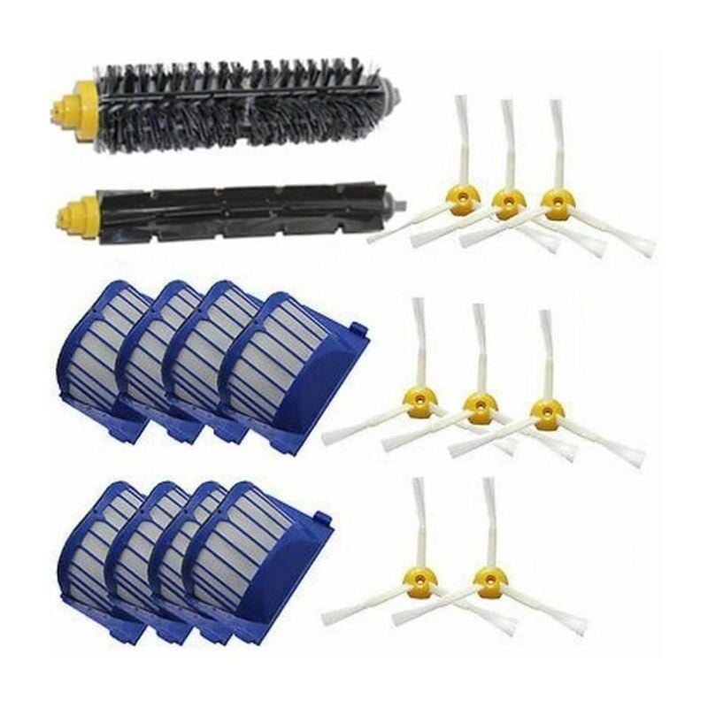 Umnuou - Kit De 18 iRobot Roomba Aspirateur Robot Filtre + Brosse Latérale Pour 600/610/611/627/620/630/650
