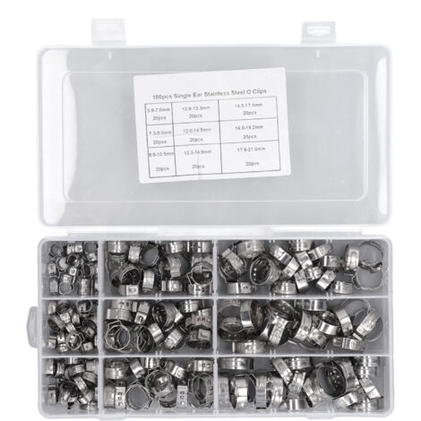 Kit de 180 colliers de serrage inox pour durites carburant - Ø5,8-21 mm