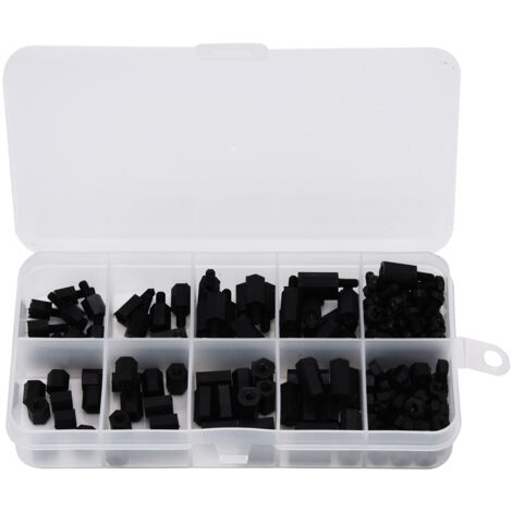 Kit de 180 pièces de fixation en nylon M3, vis hexagonales, écrous et entretoises pour assemblage simple et double
