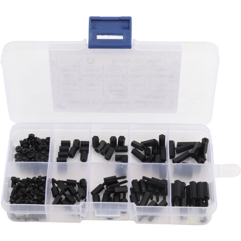 Kit de 180 pièces M2 Écrous et Vis à Entretoises Noir avec Boîte de Rangement