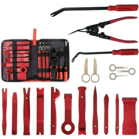 Kit de 19 Outils de Démontage Garniture Auto, Outils Universels pour Voiture, Panneau et Tableau de Bord