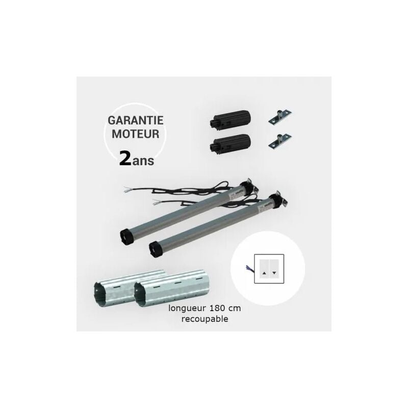 Kit de 2 axes motorisés filaires 20 Nm zf 54 mm longueur 180 cm recoupables