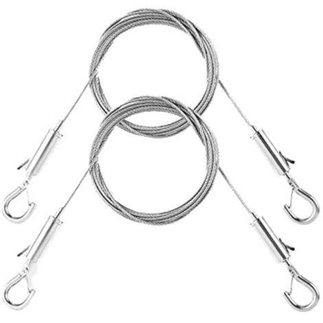 Kit de 2 câbles de suspension réglables pour tableaux - Quincaillerie robuste, câbles en acier inoxydable de 1 m x 1,5 mm