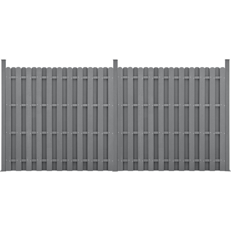 Neu.holz Kit de 2 Clôtures Barrière Brise Vue Brise Vent Bois Composite (wpc) Gris 185 x 376 cm