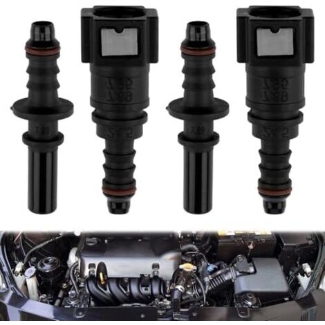 Kit de 2 Connecteurs Rapides Carburant 7.89mm/8mm Nylon Raccord Tuyau Raccords ID8 Étanches Déconnexion Sécurisée pour Essence, Gaz, Véhicules, Bateaux (5/16")" -