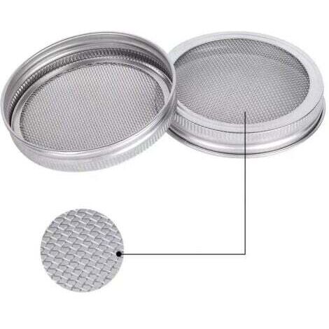 Kit de 2 Couvercle Bocal à Graines  Pour 7cm Bocaux de Germination à Goulot Normal  Germes Bio à la Maison  Égouttoir à Bocal  Pot en Acier Inox 304 pour Culture de Brocoli, Luzerne et Plus